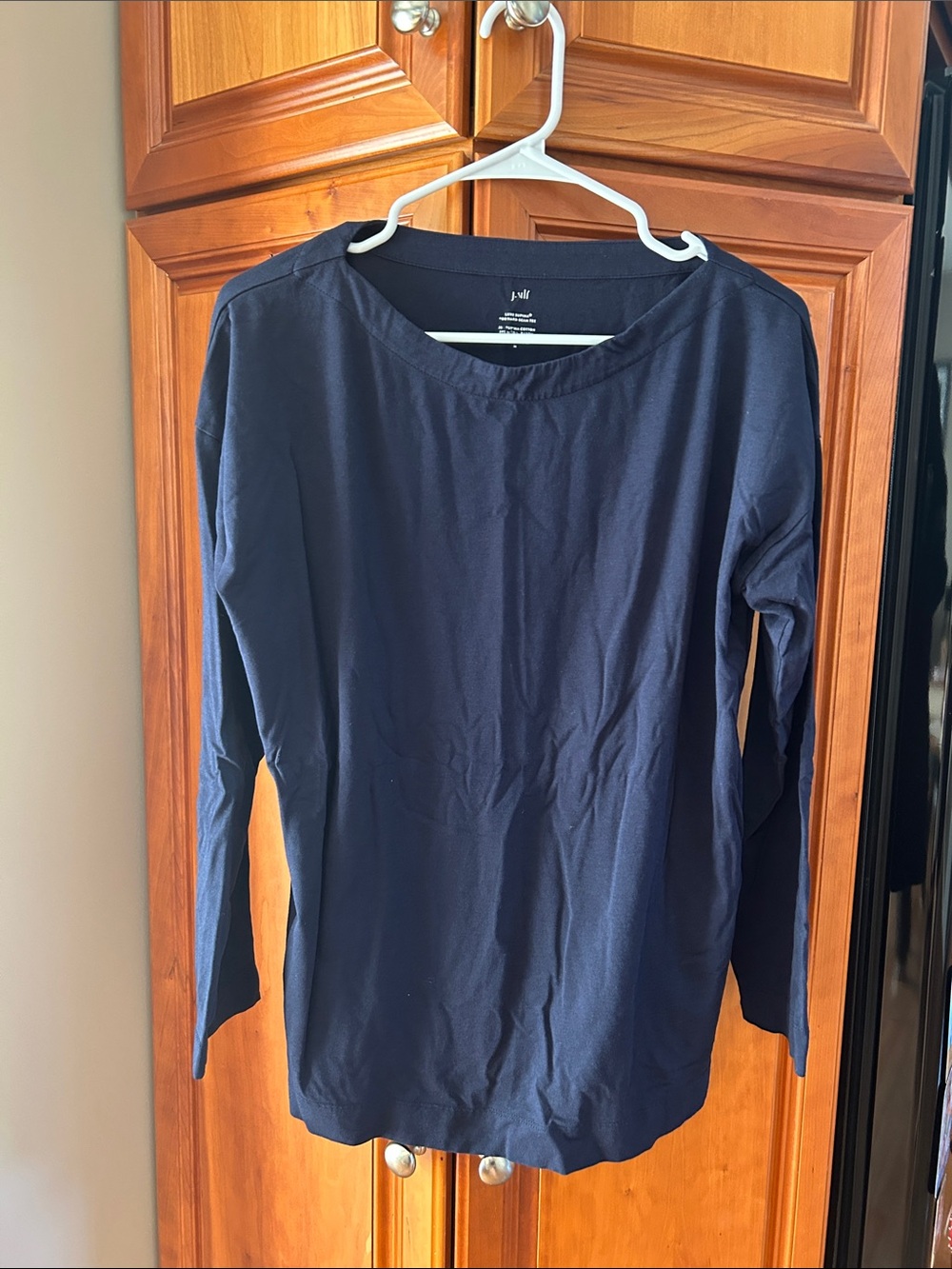 J.Jill Luxe Supima forward seam tee, navy blue, medium, supima cotton,6%spandex